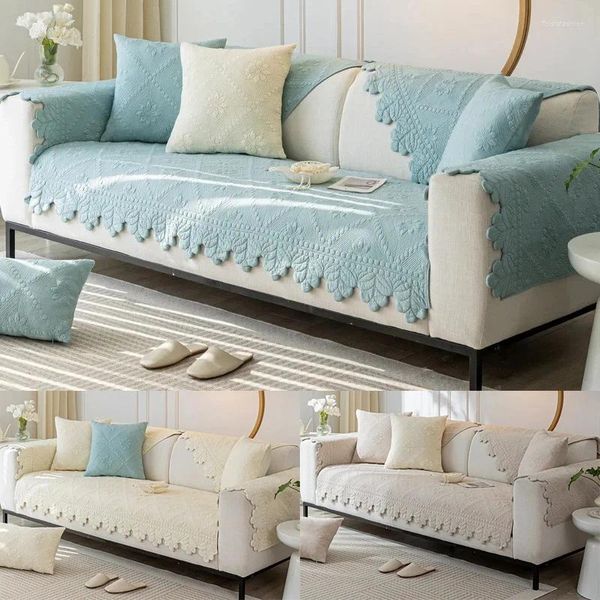 Stuhlhussen Nordic Sofa Kissen für Wohnzimmer Baumwolle rutschfeste Jacquard Handtuch Couch Abdeckung Abschnitt Pad Home Schutz