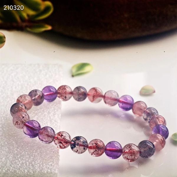 Bracciale colorato naturale naturale naturale 7 bracciale in quarzo rutilato 7mm limpida perle rotonde cristallo per donne uomini aaaaaa autentica