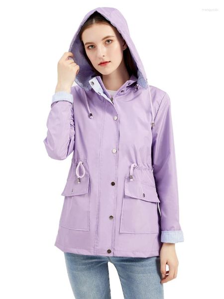 Damen-Trenchcoats, Damen-Herbst- und Winter-Stil, abnehmbarer Hut, thermischer, bequemer Mantel, großer Amazon-Regenmantel