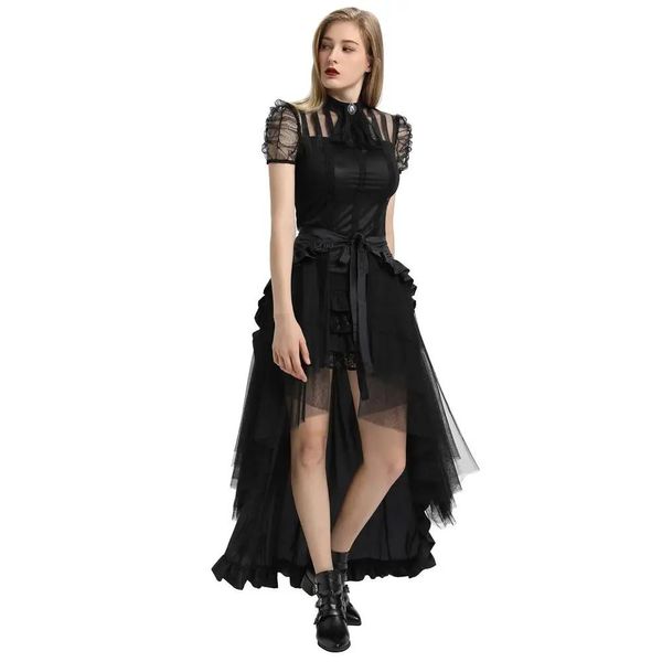 Vestidos mulheres steampunk gótico saia vitoriana punk renda up malha pirata skirt de trafu longa