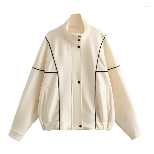 Женские куртки 2023, осенняя свободная бейсбольная куртка с воротником-стойкой, женская цветная повседневная корейская уличная куртка с вставками, женское пальто
