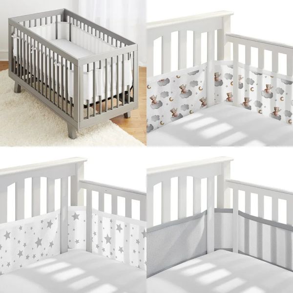 Set di biancheria da letto 2 pezzi / set Baby Mesh Culla Paraurti Fodera Traspirante Estate Biancheria da letto per neonati Paraurti nato Culla Letto Intorno Protezione 231218