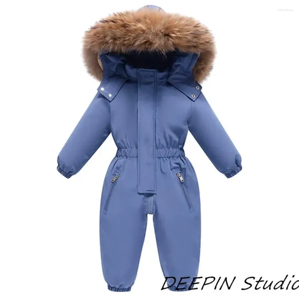 Piumino -30 Vestiti invernali per bambini Addensare tute calde Tute da neve 2024 Ragazze Ragazzo Giacca con cappuccio Pagliaccetti impermeabili Tute da sci Bambini