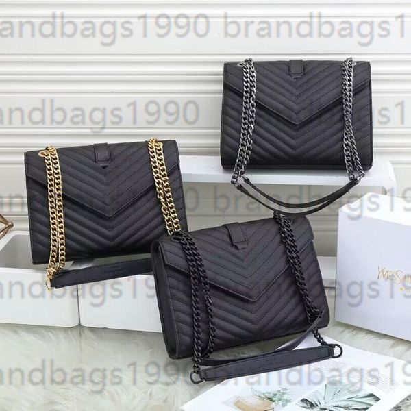 Bolsos de diseñador de estilo clásico Bolso de mujer Bolso Bolsos de hombro de mujer Bolso de mensajero de cuero genuino Cadena con ranura para tarjeta Embrague Bolso de sobre Viene con caja