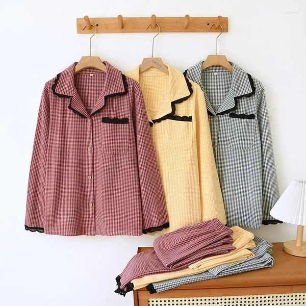 Mulheres sleepwear 2023 outono e inverno pijama conjunto alemão veludo calças de mangas compridas duas peças espessadas quentes minimalista casa