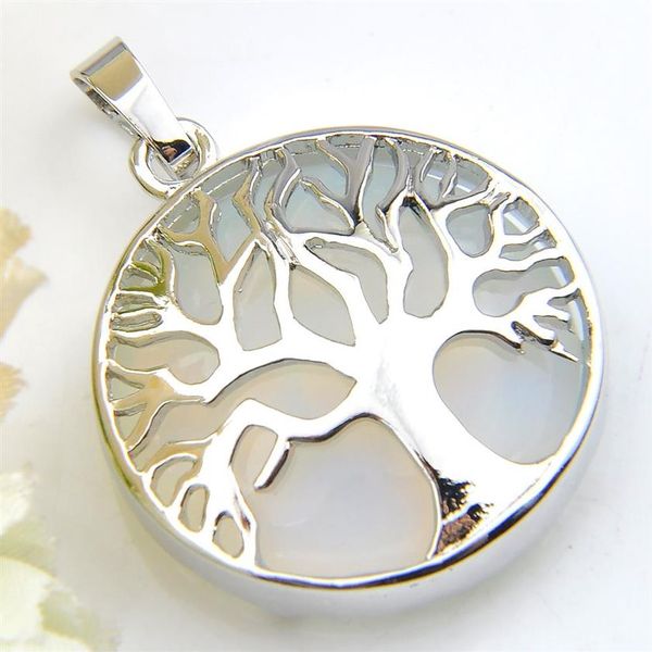 Luckyshine Baum des Lebens Anhänger Vintage Wunderschöner runder weißer Mondstein Edelsteine Silber für Frauen Schmuck Australien USA Pendant282D