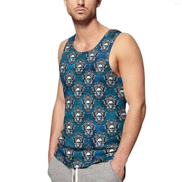 Erkek Tank Tops Gotik Kafatası Top Man Hipster Modern Plaj Grafik Eğitim Modaya Düzenli Büyük Boy Söğretmez Gömlek