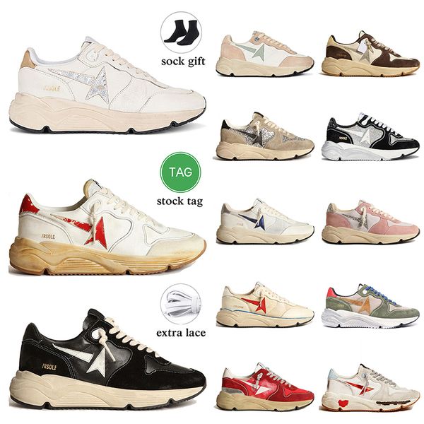 Running Sole Sneakers Nappa in pelle in pelle scamosciata Designer di lusso superiore Scarpe casual Finitura vintage Manouflage Ivorio glitter Star Star Women Feelers Fallo allenatori