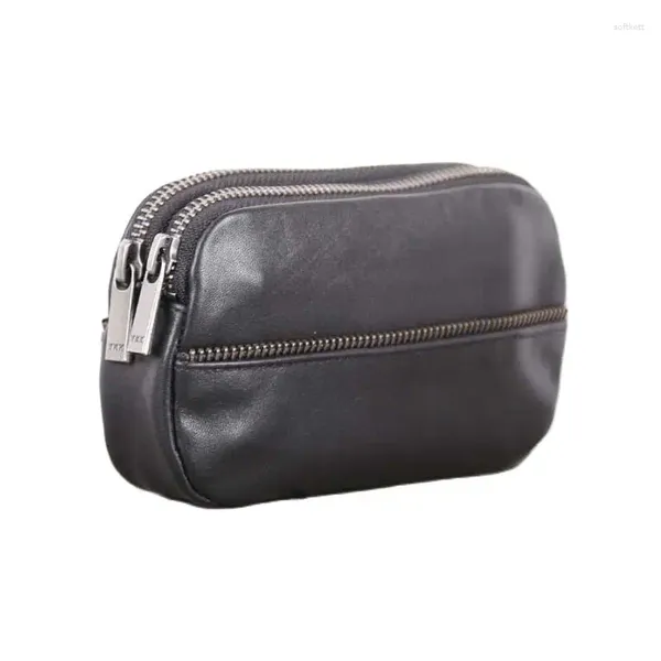 Brieftaschen Alisara Clutch Bag Männer Echtes Leder Luxus Unisex Casual Doppel-reißverschluss Lange Lagerung Handy Geldbörsen Rindsleder