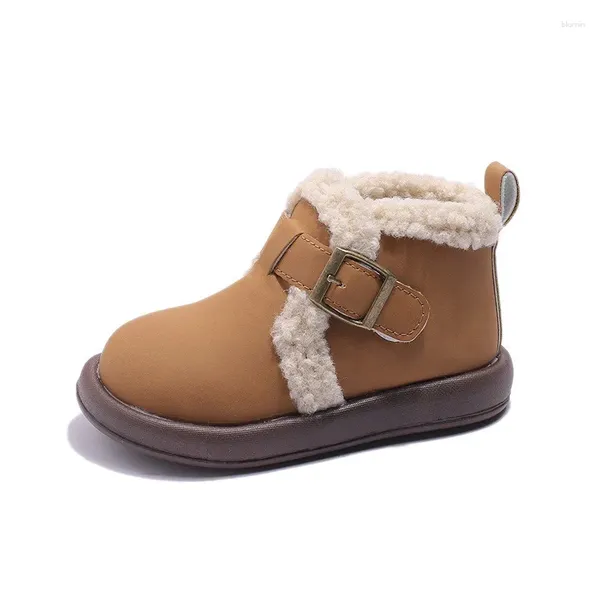 Boots CUZULLAA Autumn Winter Children Girls Warm Plush Lining Ankle Cotton Shoes Kids Fashion Size 22-33
