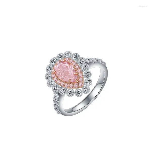 Anelli a grappolo Zoca Forma di lussuosa forma rosa 925 Sterling Argento ad alto diamante ad alta diamante ad anello ogni giorno da regali boutique Gioielli Donne