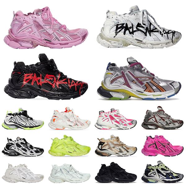 2024 Top Qualität Runners 7.0 Männer Kleid Schuhe Graffiti Schwarz Fluo Grün Burgund Büro Womandress Whitedress Luxus Marke Damen Herren Große Größe Turnschuhe Trainer