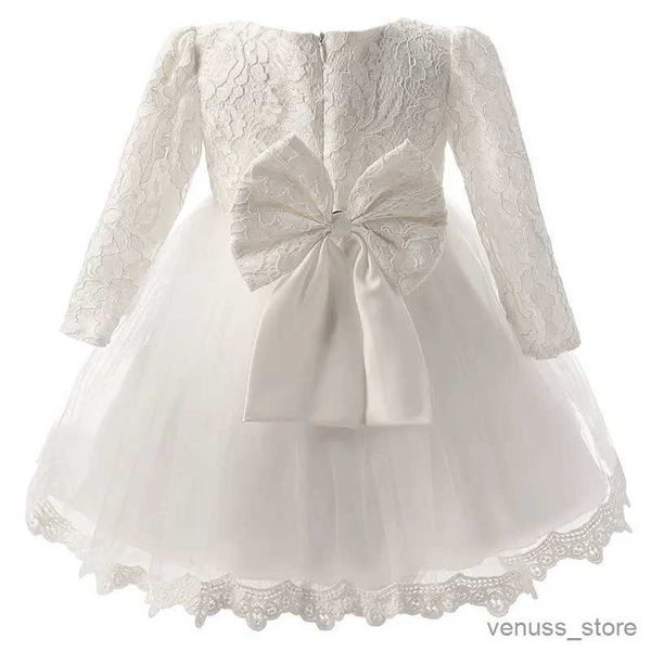 Vestidos da menina bebê menina mangas compridas vestido recém-nascido branco batismo vestido flor meninas vestido da criança vestido de batismo elegante renda vestido de princesa