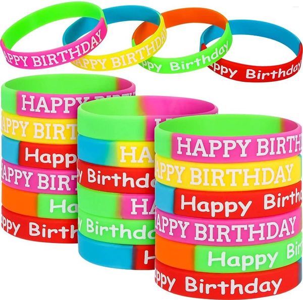 Braccialetti in silicone di buon compleanno casuali da 10 pezzi per bomboniere per regali Decor Braccialetti per bambini adulti