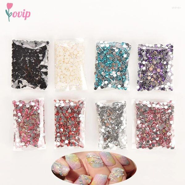 Decorazioni per nail art 1000 pezzi adesivi flatback cristallo AB 14 sfaccettature resina punte strass rotonde perline trucco strumento di decorazione cosmetica