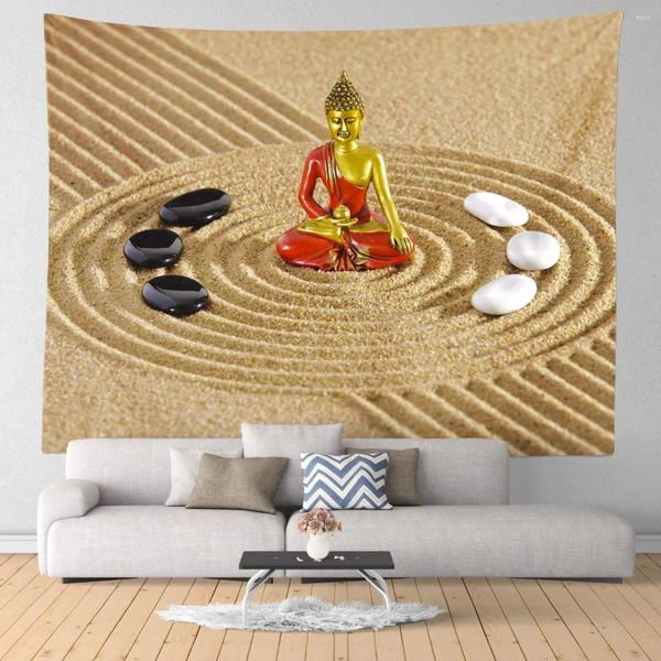 Tapeçarias Buda Meditação Tapeçaria Siddhartha Parede Pendurada Decoração de Sala Estética para Quarto Dormitório Indie