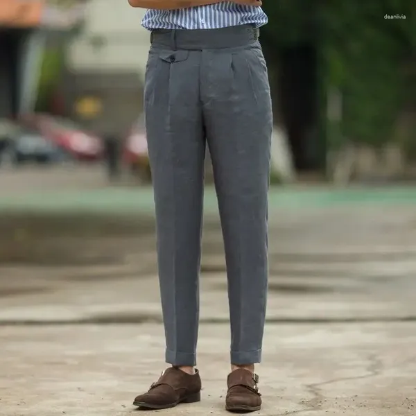 Ternos masculinos 2023 primavera verão cor sólida terno calças masculino negócios casual fino cintura alta trabalho formal i284