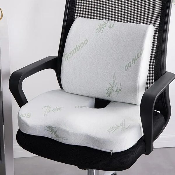 Yastık Yastığı Yavaş Ribaund Bel Desteği Ev Office Sağlık Sandalyesi Pad Bambu Elyaf Bellek Köpük Koltuk Yastığı Geri 231218