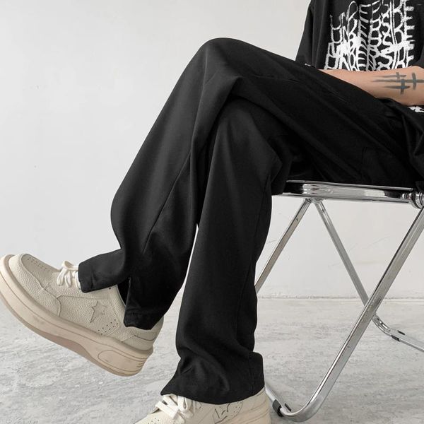 Pantaloni da uomo 2023 Autunno Stile Coreano Unico Pantaloni Gamba Design con cerniera Vestito da uomo Casual Slim per pantaloni Taglia M-XXL