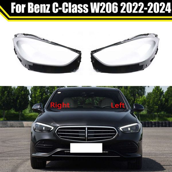 Scheinwerferabdeckung Scheinwerfer Transparenter Lampenschirm Kopflampenlicht Glaslinsenschale für Mercedes-Benz C-Klasse W206 2022 2023 2024