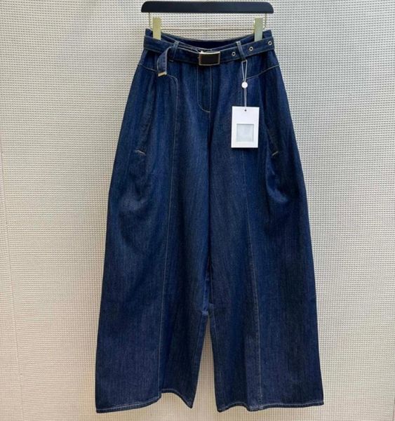 Jeans femininos estilo coreano chique mulheres de alta qualidade vintage cinto de cintura larga calça jeans c395