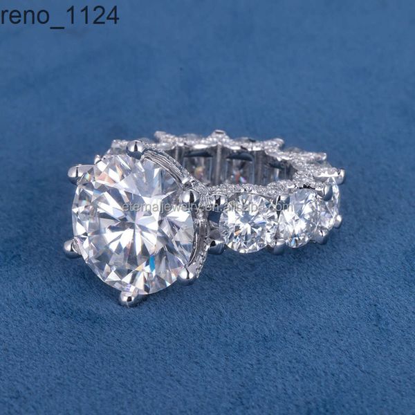 Personalizado fino real s925 prata 9k 10k 14k 18k sólido preenchido ouro d vvs moissanite laboratório diamante casamento noivado halo bandas anel