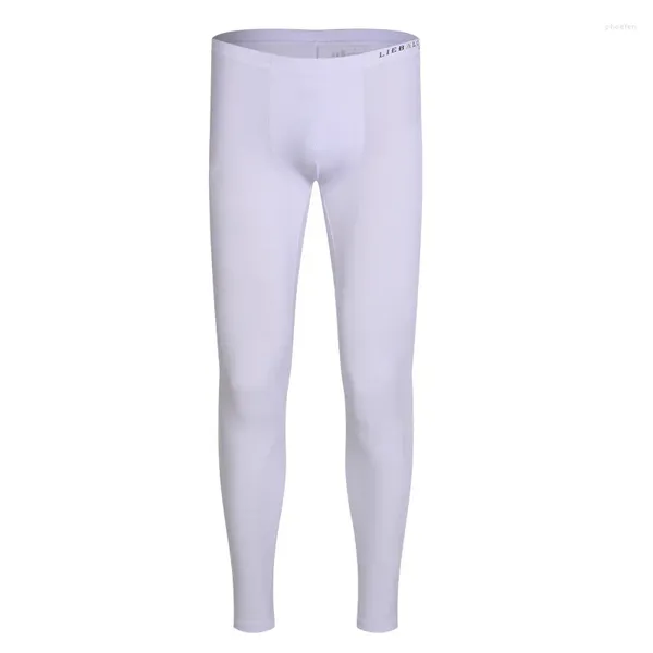 Herren-Thermounterwäsche, Herren-Leggings, eng, Stretch, Eisseide, U-konvex, sexy Herbsthose, halbtransparent, für Zuhause