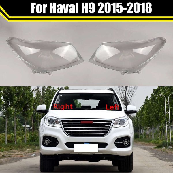 Capa para farol de carro, para great wall haval h9 2015 ~ 2018, abajur automático, cobertura de luz, lente de vidro