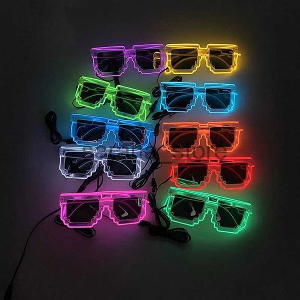 Sonnenbrille Cooles neues Design dekorative leuchtende Gläser Musik Dekoration Neonlicht LED Sonnenbrille GlowFor Nachtclub DJ Dance J231218