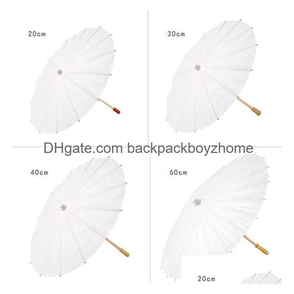 Regenschirme Klassische Brauthochzeitsschirme Weißer Papierschirm Chinesisches Mini-Handwerk 4 Durchmesser 20 30 40 60 cm für Großhandel Drop Delivery Dhyi3