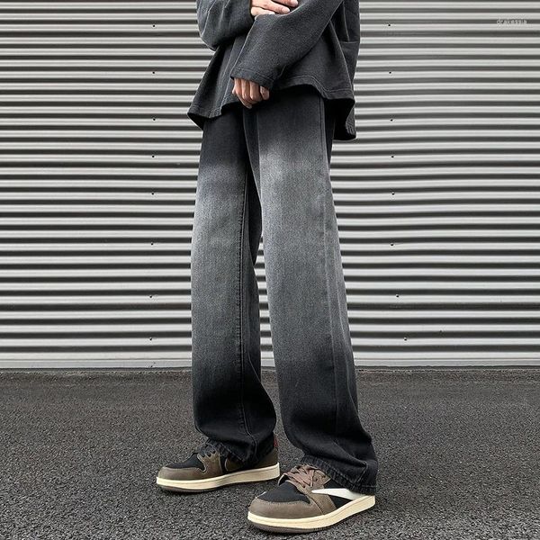 Herrenjeans – Jugend Y2k Tie Dye Baggy Stacked Hose Vintage koreanische Mode japanische Streetwear Herren Low Rise Denim