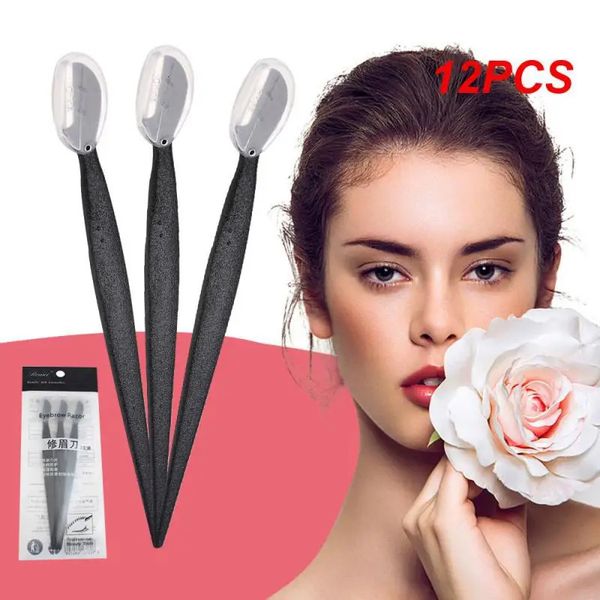 Aparador de sobrancelha 12 pçs / set sobrancelha navalha removedor de cabelo sobrancelha trimmer maquiagem faca shaper para mulheres navalha com faca de sobrancelha brochas 231216