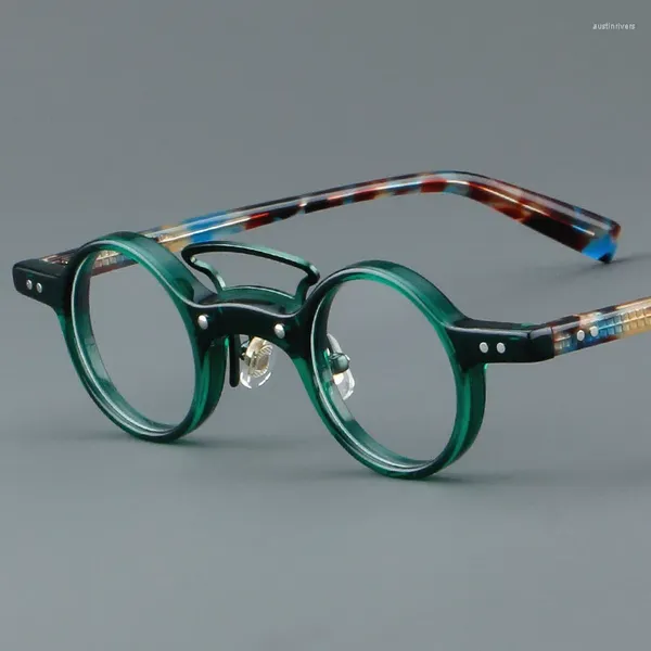 Солнцезащитные очки 35 мм, маленькие круглые очки из ацетата для чтения, мужские и женские винтажные оптические очки в оправе, мужские очки по рецепту, антибликовые