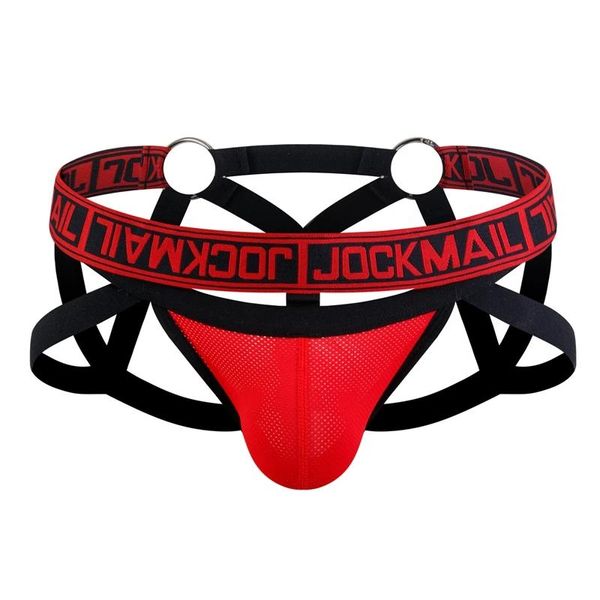 Pantaloni Jockmail Uomini Sexy Bondage Biancheria Intima Sospensorio Maglia String Hollow Lingerie Perizoma Tanga Cueca Gay Sissy Biancheria Intima Pouch