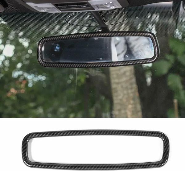 Acessórios de fibra carbono espelho retrovisor interno anel decoração guarnição para ford f150 09 +/mustang 20092013/15 +