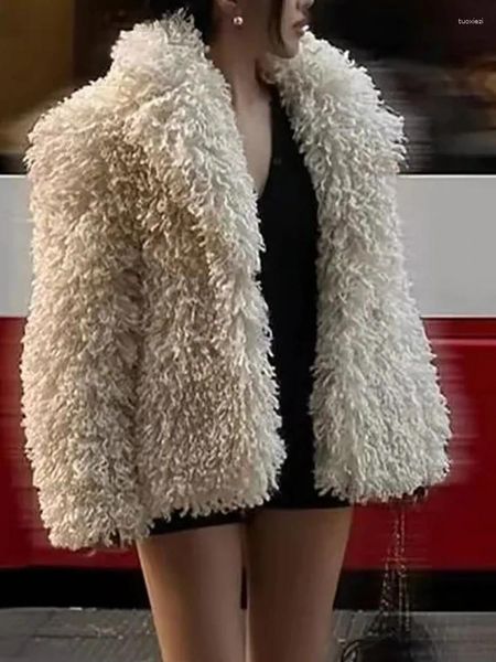 Frauen Pelz Herbst Winter Dicke Warme Pelzigen Lange Mäntel Weibliche Streetwear Stil Faux Weiß Berber Fleece Outwear