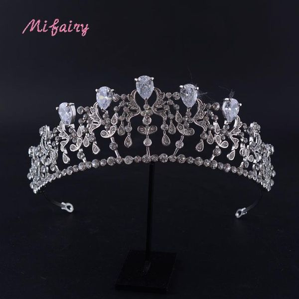 Accessori per diademi da sposa barocchi vintage Copricapo da principessa bianco argento Splendidi diamanti bianchi Diademi e corone da sposa 14 2 5 263e