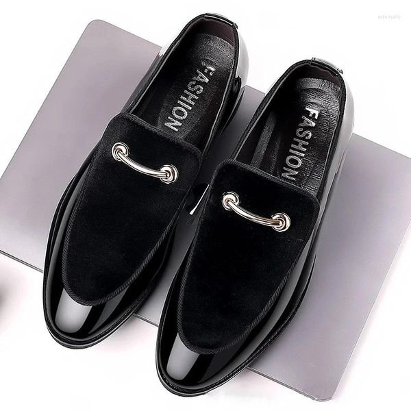 Sapatos de vestido homens preto pu couro designer homens elegante deslizamento italiano em mocassins masculino plus size oxford casamento 48