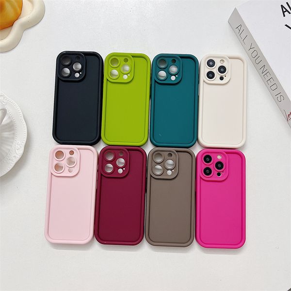 Matte TPU Soft Phone Cases für iPhone 15 14 11 13 12 11 Pro Max Rückseite Soft Cover DIY Handytasche Plain Candy Colors Schwarz Weiß 500 Stück