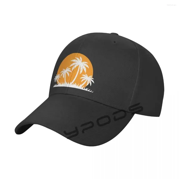 Бейсбольные кепки, винтажная бейсболка с гавайским солнцем, песчаным пляжем и пальмой для мужчин и женщин, классическая шляпа для папы, однотонная низкопрофильная кепка