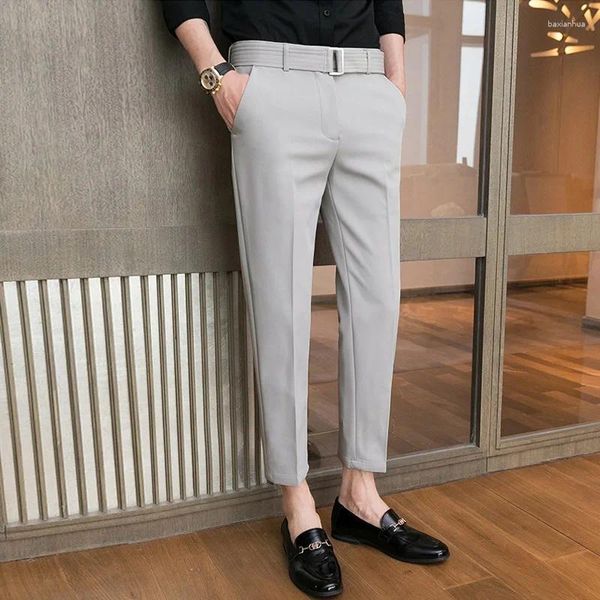 Abiti da uomo 2024 Uomo Primavera Estate Business Casual Pantaloni a vita alta Maschile Colore solido Pantaloni formali Ufficio Suit Pant I728