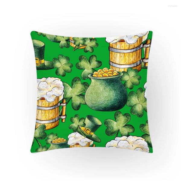 Cuscino Cuscini decorativi per piante Simpatico federa verde 18x18 pollici Tappezzeria Copertine creative Decorazioni per la casa Cartoon Artistico E2194