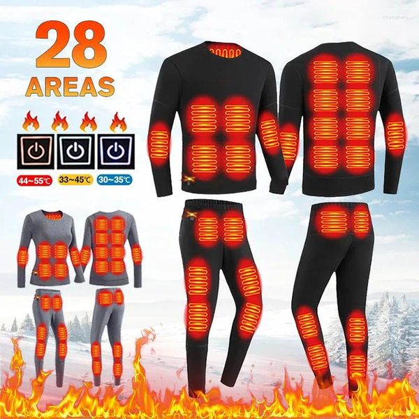 Indumenti da notte da uomo Intimo riscaldato a 28 zone Intimo termico invernale Donna Uomo Accessori sportivi Attrezzatura per giacca elettrica