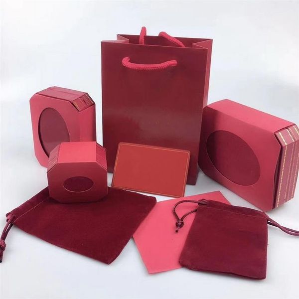 Schmucksets Box rotes ca Buchstabe Halskette Armband Ohrringe Ringsets Box Staubbeutel Geschenktasche Übereinstimmung mit den Ladenartikeln, die nicht in264g verkauft werden