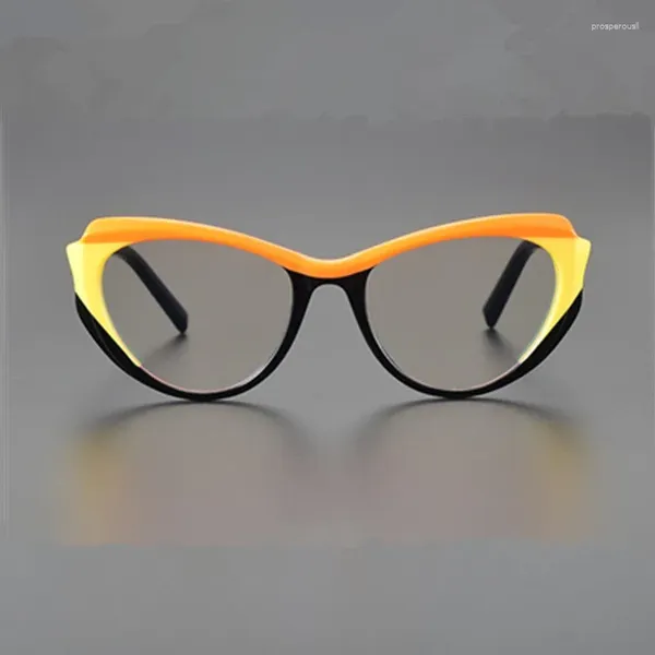 Sunglasses Frames Cat-eye Women's And Men's Myopia Prescription Glasses Retro Acetic Acid Optical Colored