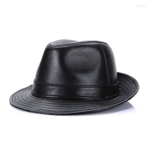 Berets homens estilo britânico real genuíno couro de pele de carneiro fedoras trilby chapéu panamá formal jazz boné para pai cowboy cavalheiro bowler