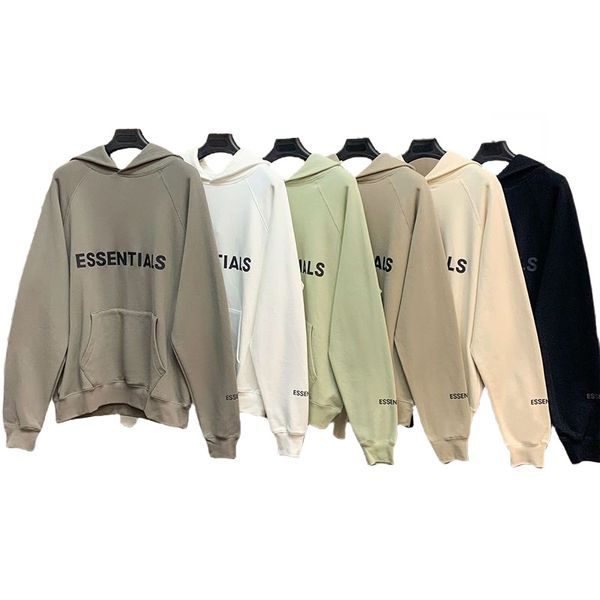 ESSENTIALS Felpe con cappuccio da uomo Felpe con stampa di lettere riflettenti Felpa con cappuccio oversize in pile Moda Hip hop Unisex Essentials Pullover