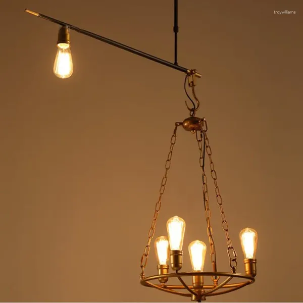 Lâmpadas pendentes Candeliers teto luminária de lâmpada de lâmpada industrial redonda em casa deco cozinha suspensão de brilho leve