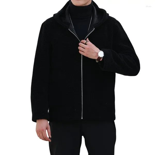 Мужские куртки 2023 зимняя мода повседневная корейская версия мех на один короткий с кашемировой куртмбиной для мужчин двойной ношение лица