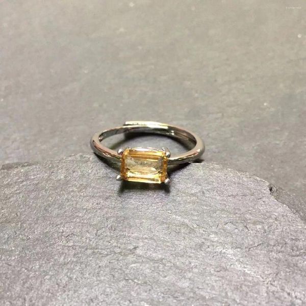 Cluster Ringe MM Natürlicher Citrin Ring Verstellbarer weiblicher Schmuck für Frauen Geschenk Großhandel Hohe Qualität Vintage Fein